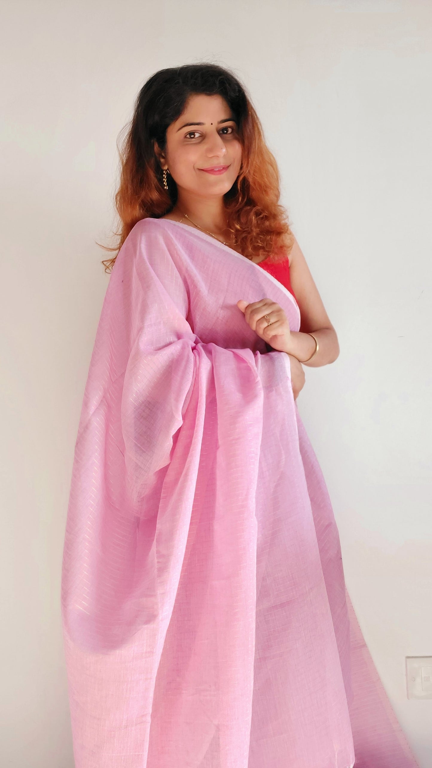 Zari on Mulmul - Baby Pink