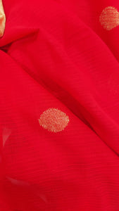 Pure Khadi Zari Woven Jamdani- Red