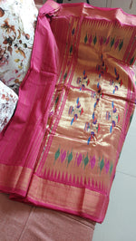 Load image into Gallery viewer, Cotton Paithani Saree With Traditional Double Pallu- Deep Pink
