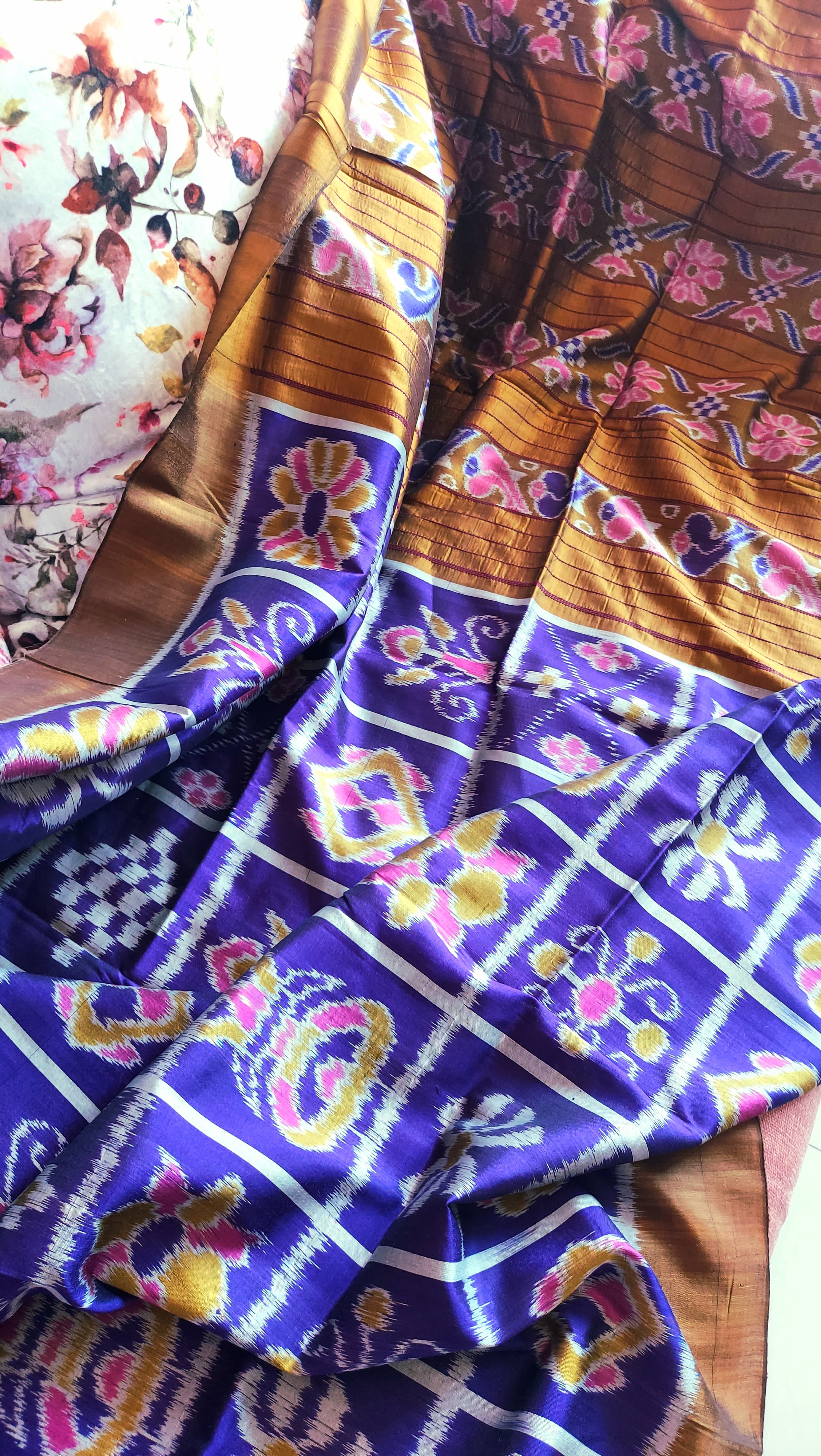 Odisha Ikkat Nabakothi Khandua Silk Saree- Purple