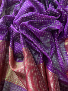 Maheshwari Silk Cotton Dupatta - Purple