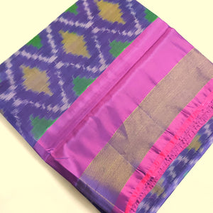 Uppada Semi Silk Pochampalli Ikkat Sarees Navy Blue My Clothing
