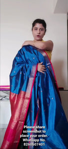 Royal Blue-Red Banarasi With Antique Zari Work