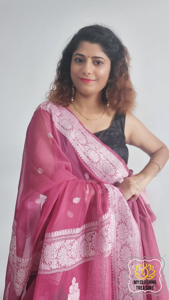 Banarasi Chiffon Saree- Mauve Pink Saree