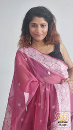 Load image into Gallery viewer, Banarasi Chiffon Saree- Mauve Pink Saree
