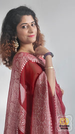 Load image into Gallery viewer, Banarasi Chiffon Saree- Red Saree
