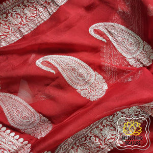 Banarasi Chiffon Saree- Red Saree