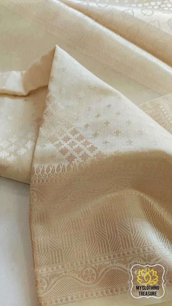 Banarasi Cotton Silk Saree- Cream Saree