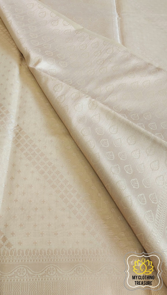 Banarasi Cotton Silk Saree- Cream Saree