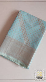 Load image into Gallery viewer, Banarasi Cotton Silk Saree- Pastel Blue Saree
