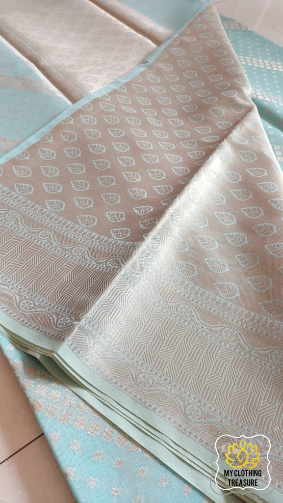 Banarasi Cotton Silk Saree- Pastel Blue Saree