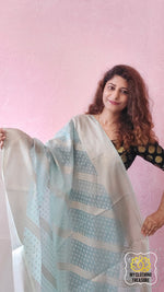 Load image into Gallery viewer, Banarasi Cotton Silk Saree- Pastel Blue Saree
