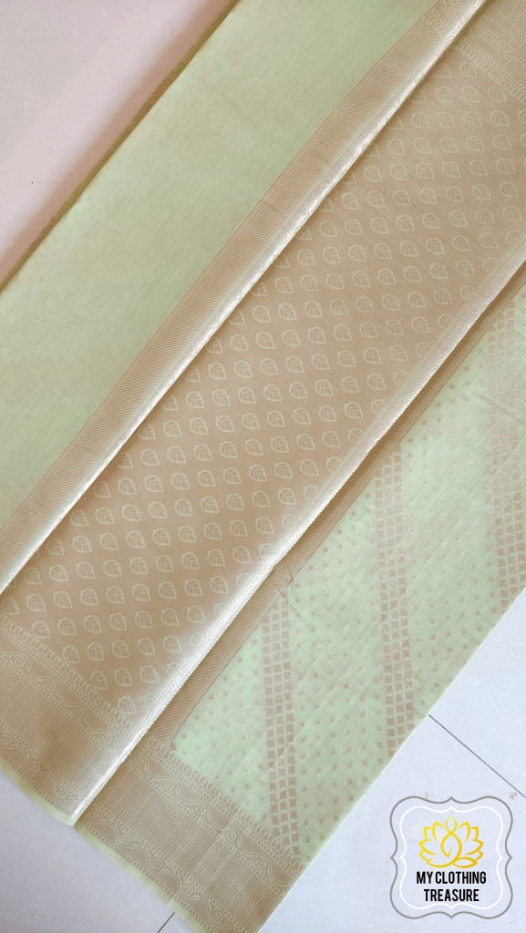 Banarasi Cotton Silk Saree- Pastel Green Saree