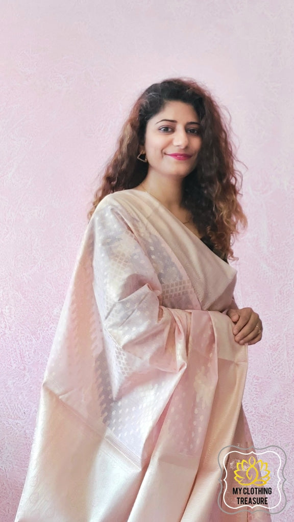 Banarasi Cotton Silk Saree- Pink Saree