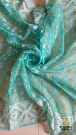 Load image into Gallery viewer, Blended Resham Jamdani- Sea Green Saree
