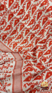 Blended Resham Jamdani- White And Red Saree