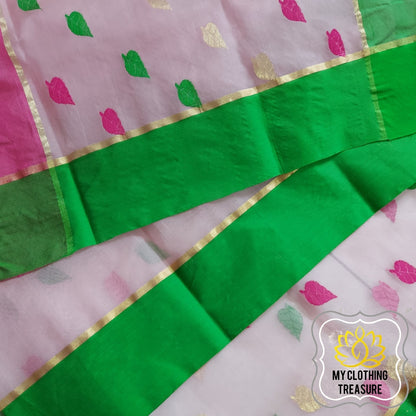 Chanderi Katan Silk Saree -Pink