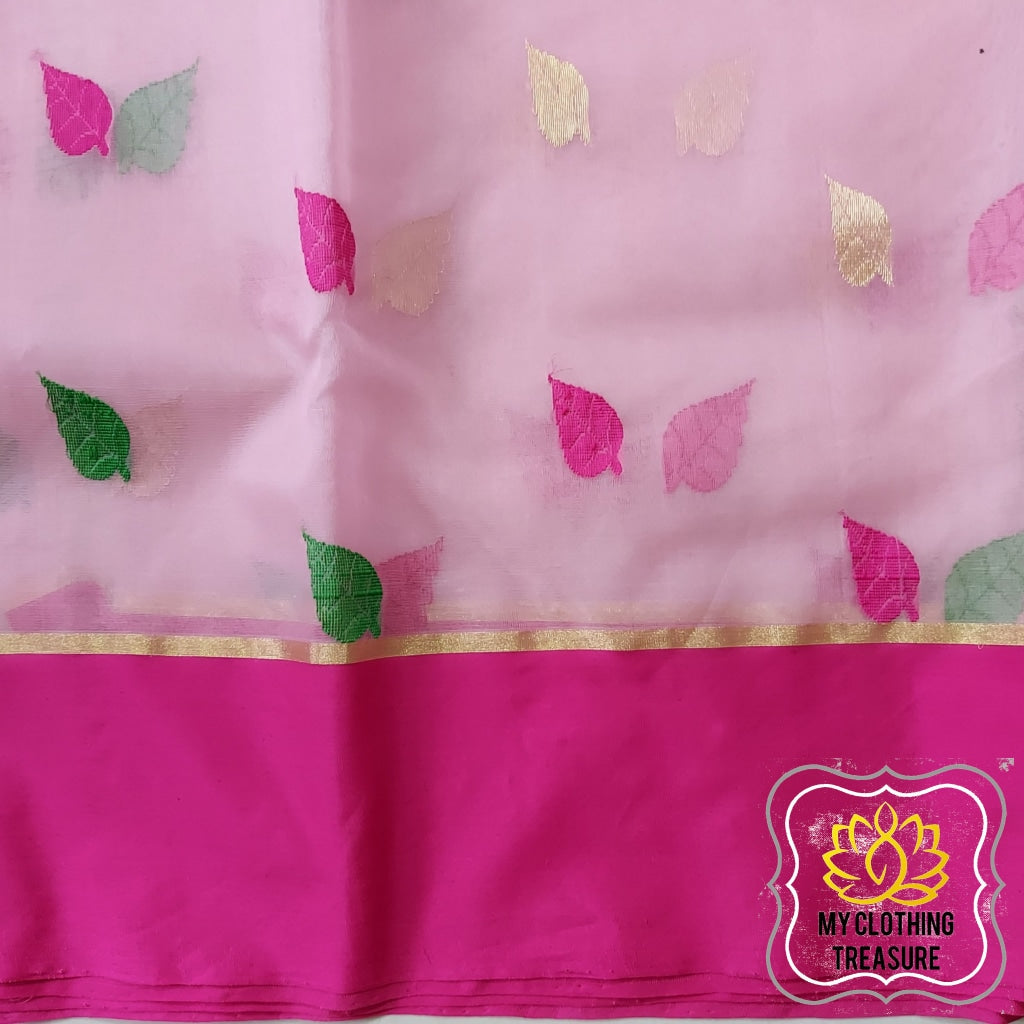 Chanderi Katan Silk Saree -Pink