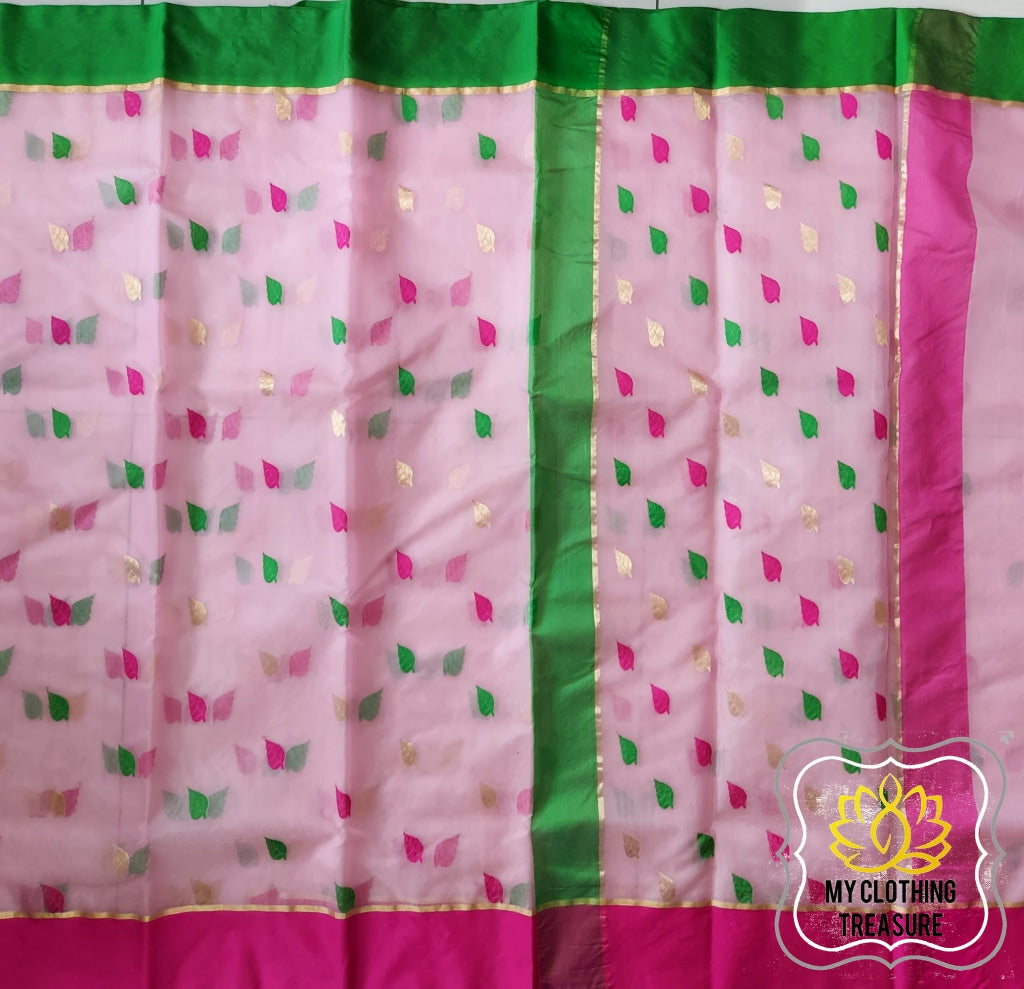 Chanderi Katan Silk Saree -Pink