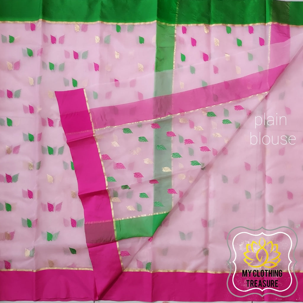 Chanderi Katan Silk Saree -Pink