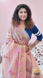 Load image into Gallery viewer, Embroidery On Cotton Kota Saree- Peach Saree
