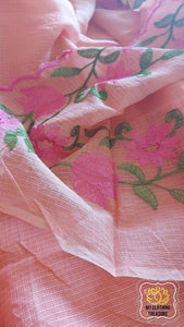 Embroidery On Cotton Kota Saree- Peach Saree