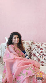 Load image into Gallery viewer, Embroidery On Cotton Kota Saree- Peachy Pink Saree
