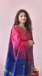 Load image into Gallery viewer, Handwoven Banana Pith Silk Saree- Dual Tone Pink Saree
