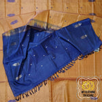 Load image into Gallery viewer, Handwoven Banana Pith Silk Saree- Gold And Navy Saree
