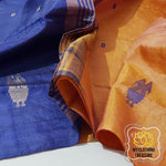 Load image into Gallery viewer, Handwoven Banana Pith Silk Saree- Gold And Navy Saree
