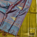 Load image into Gallery viewer, Handwoven Banana Pith Silk Saree- Henna And Shot Teal Brown Saree
