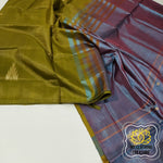 Load image into Gallery viewer, Handwoven Banana Pith Silk Saree- Henna And Shot Teal Brown Saree
