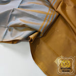 Load image into Gallery viewer, Handwoven Banana Pith Silk Saree- Mustard And Shot Blue Saree
