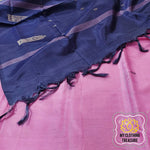 Load image into Gallery viewer, Handwoven Banana Pith Silk Saree- Pink And Navy Saree
