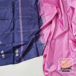 Load image into Gallery viewer, Handwoven Banana Pith Silk Saree- Pink And Navy Saree
