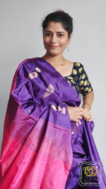 Load image into Gallery viewer, Handwoven Banana Pith Silk Saree- Purple And Pink Saree
