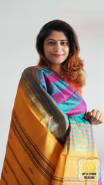 Load image into Gallery viewer, Handwoven Banana Pith Silk Saree- Striped Body 1 Saree
