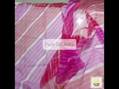 Pure Silk Kota Leheriya Saree- Pink and Red