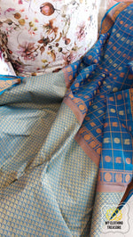 Load image into Gallery viewer, Kanjivaram Cotton Saree 1000 Buta- Cyan Blue
