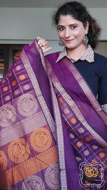 Load image into Gallery viewer, Kanjivaram Cotton Saree 1000 Buta- Eggplant
