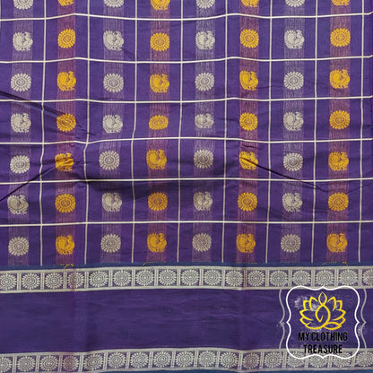 Kanjivaram Cotton Saree 1000 Buta- Eggplant