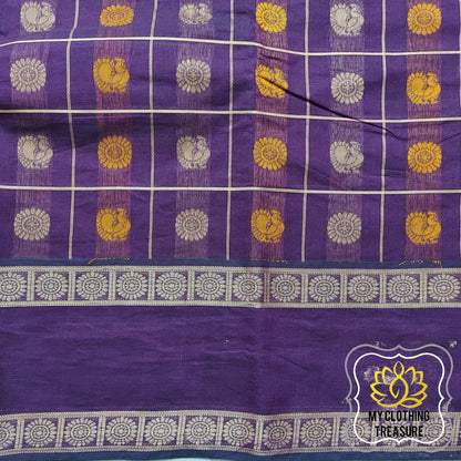 Kanjivaram Cotton Saree 1000 Buta- Eggplant