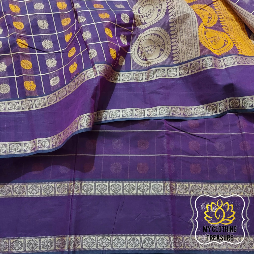 Kanjivaram Cotton Saree 1000 Buta- Eggplant