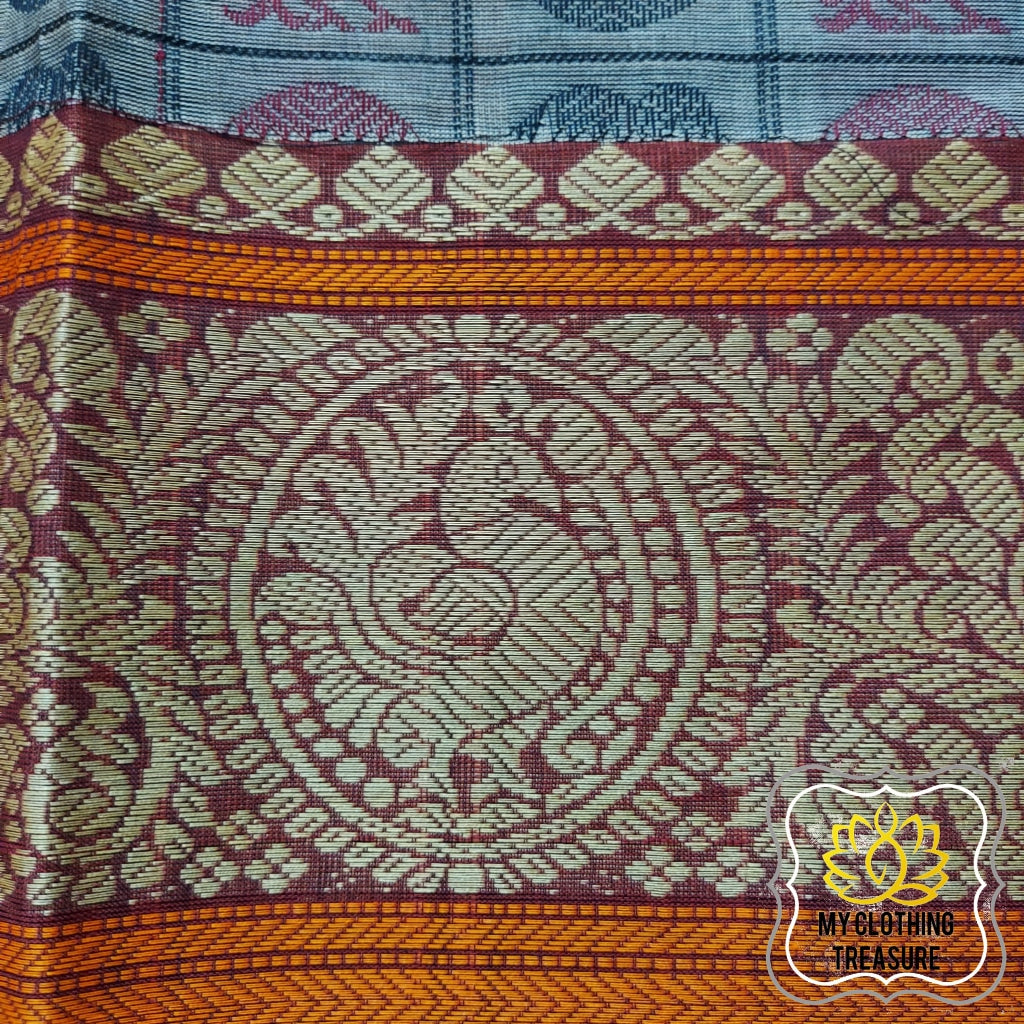 Kanjivaram Cotton Saree 1000 Buta- Grey