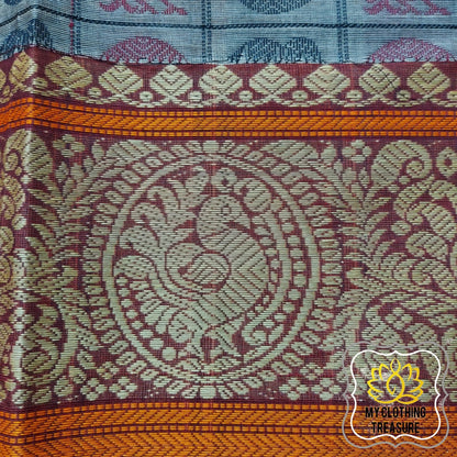 Kanjivaram Cotton Saree 1000 Buta- Grey