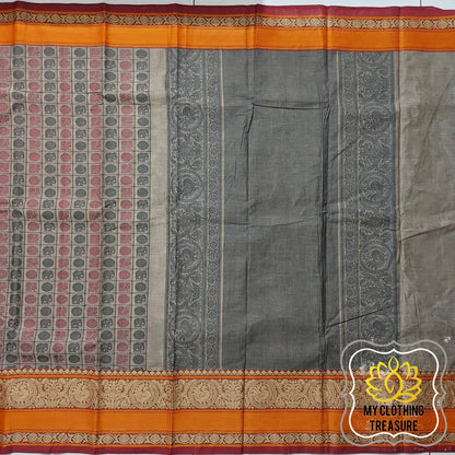 Kanjivaram Cotton Saree 1000 Buta- Grey