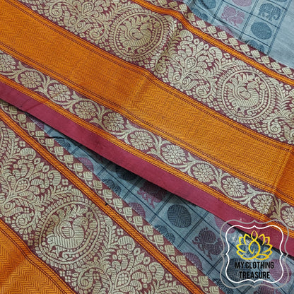 Kanjivaram Cotton Saree 1000 Buta- Grey