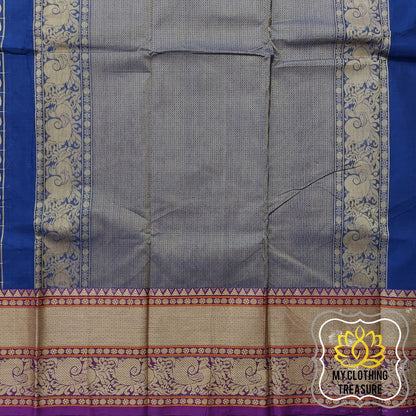 Kanjivaram Cotton Saree 1000 Buta- Navy Blue