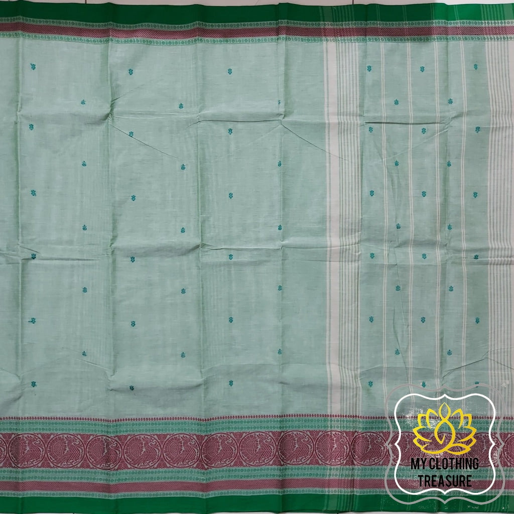 Kanjivaram Cotton Saree - English Green