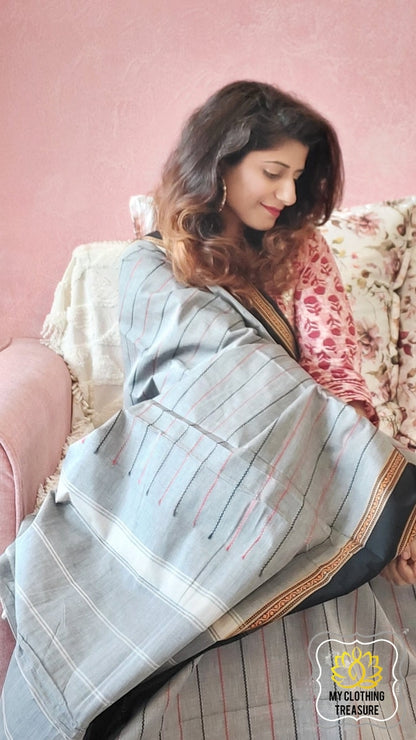 Kanjivaram Cotton Saree - Grey